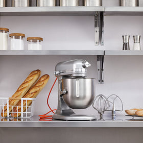 KitchenAid KSM8990CU bowl lift action enhances stability during mixing.