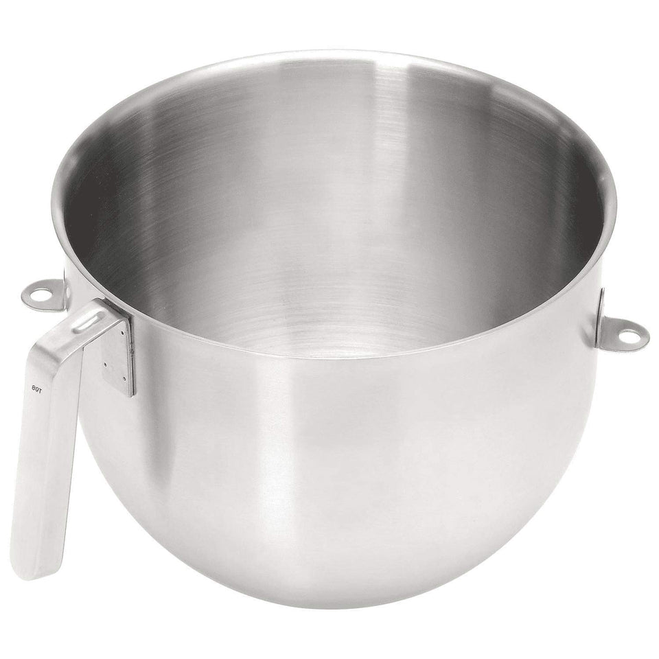 KitchenAid KSMC8QBOWL 8-qt mixing bowl with J-hook handle, ideal for heavy dough prep.