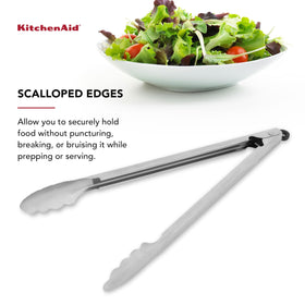 KitchenAid long tongs 14-inch showing locking mechanism for compact storage