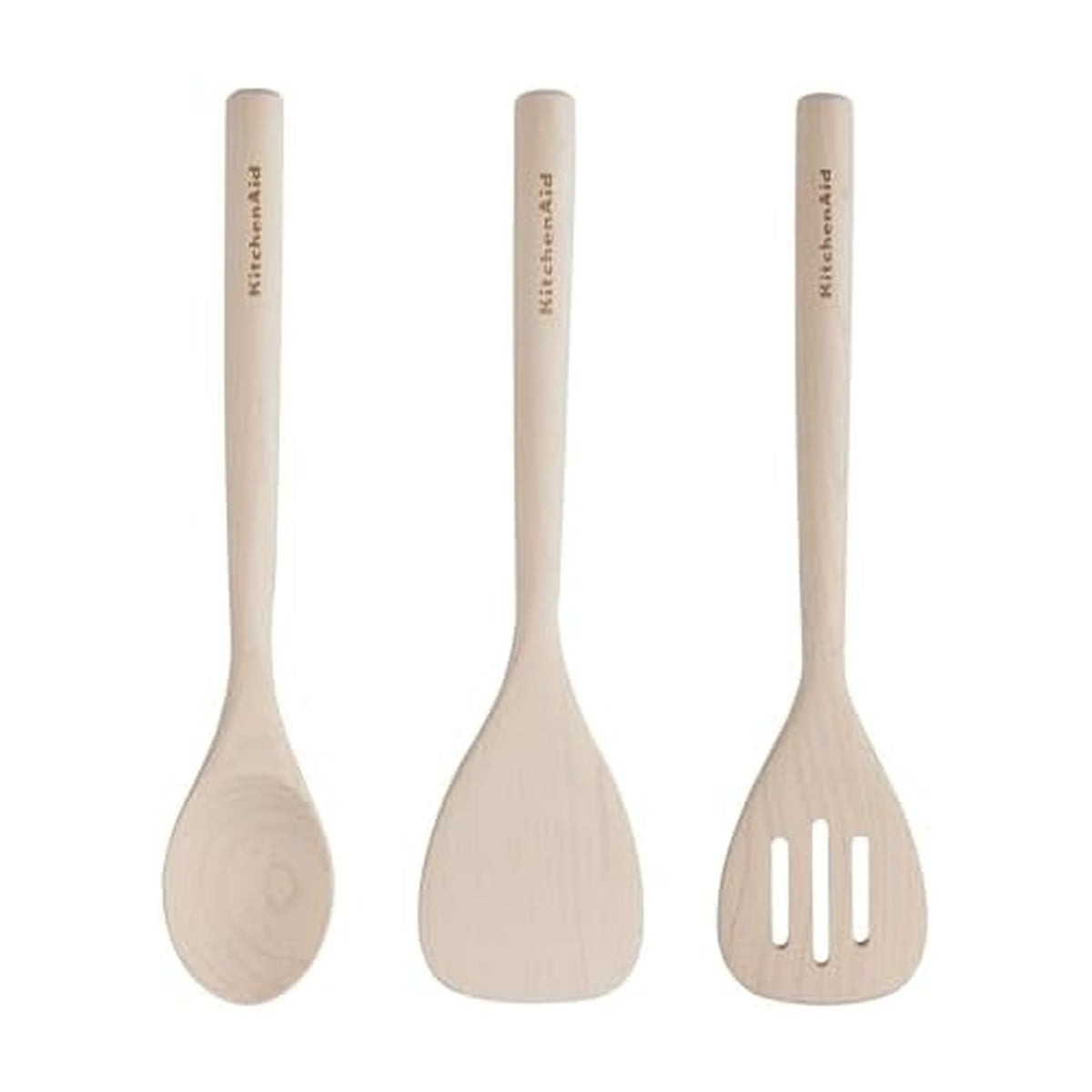 KitchenAid maple wood slotted turner for easy flipping on nonstick cookware