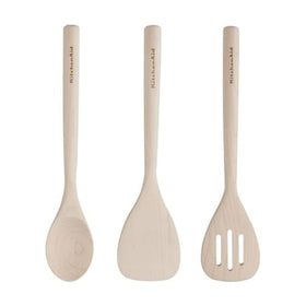 KitchenAid maple wood slotted turner for easy flipping on nonstick cookware