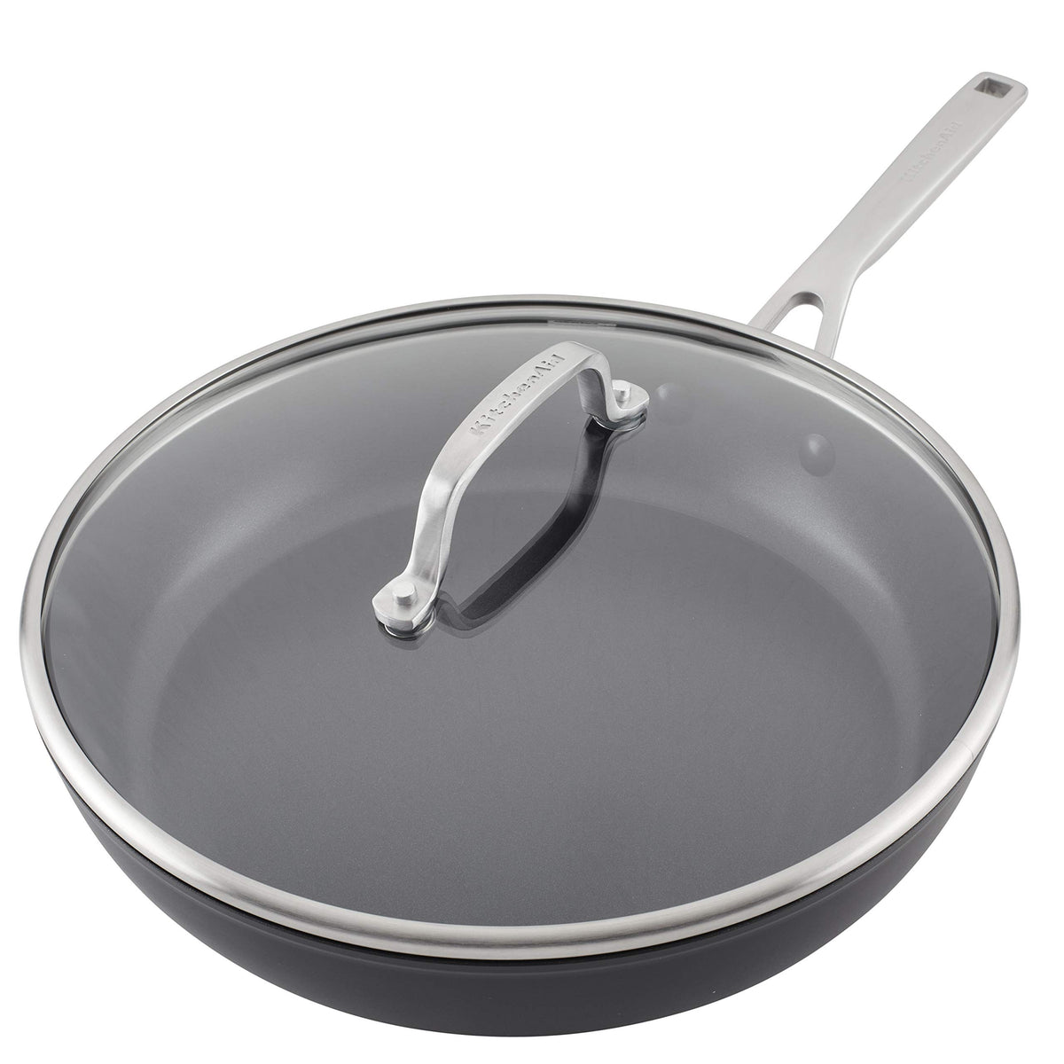 KitchenAid matte black induction nonstick frying pan with a sleek finish