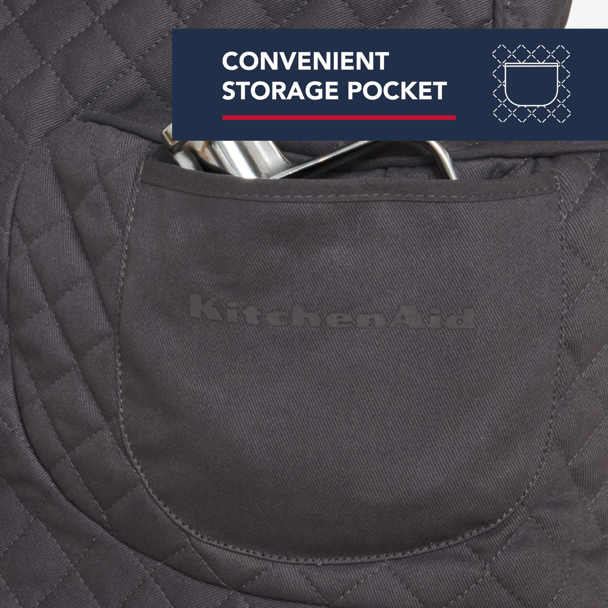 KitchenAid mixer cover with zippered back access simplifies cleaning and quick access.