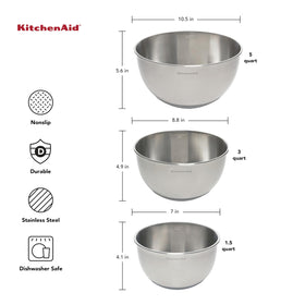 KitchenAid mixing bowls 1.5-quart ideal for small-batch whisking.