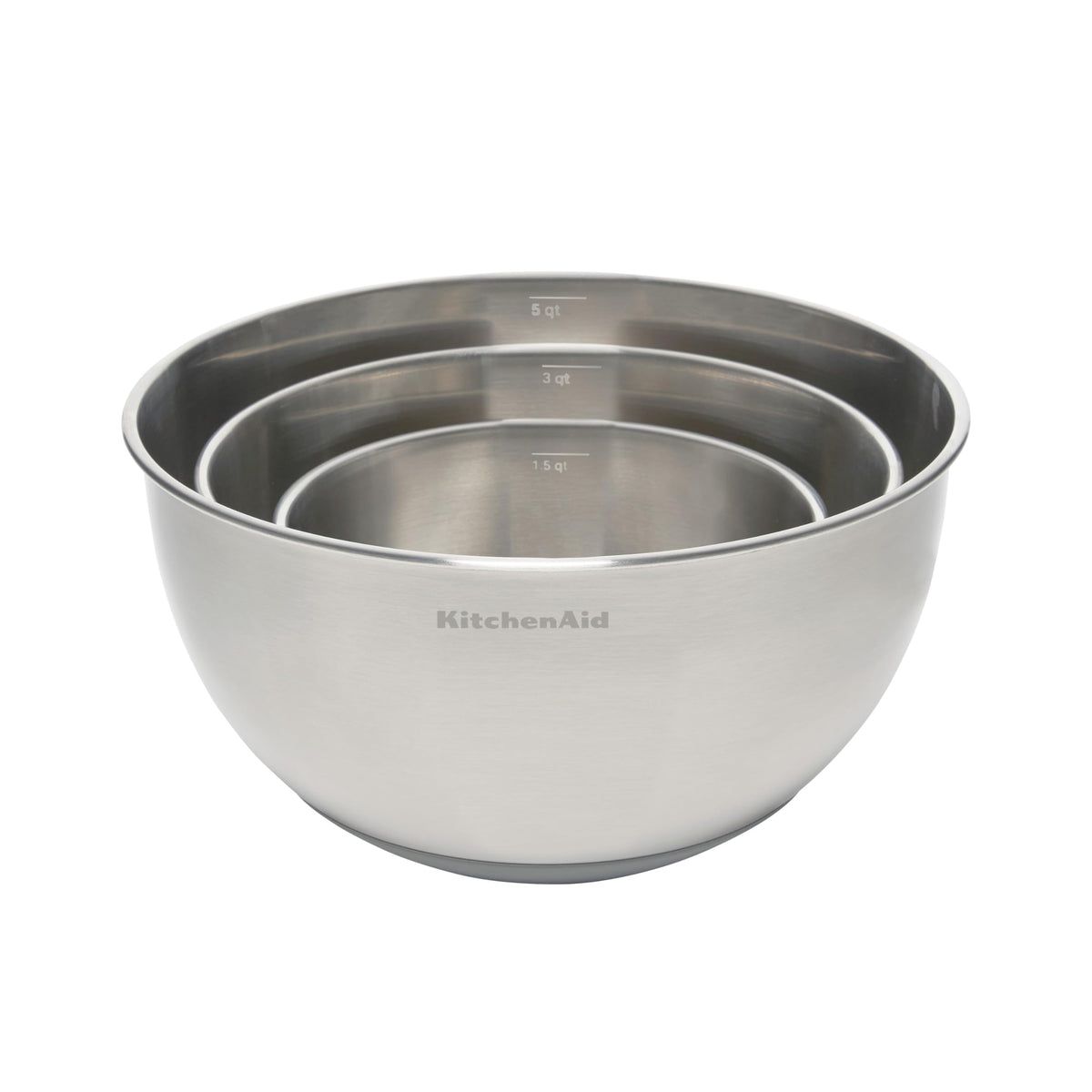 KitchenAid mixing bowls are dishwasher safe for easy cleanup.