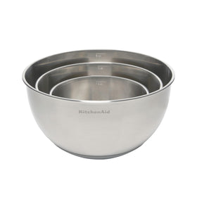 KitchenAid mixing bowls are dishwasher safe for easy cleanup.