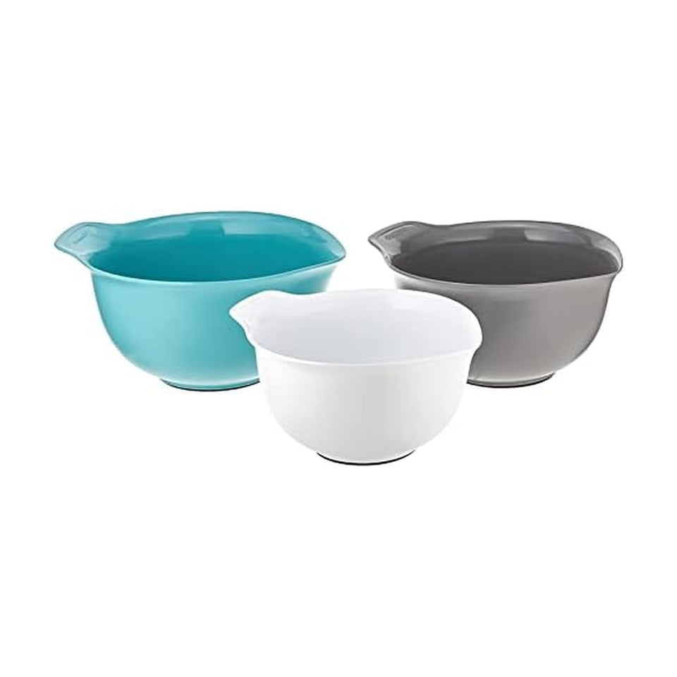 KitchenAid nesting bowls in Aqua Sky with convenient sizes for prep and mixing