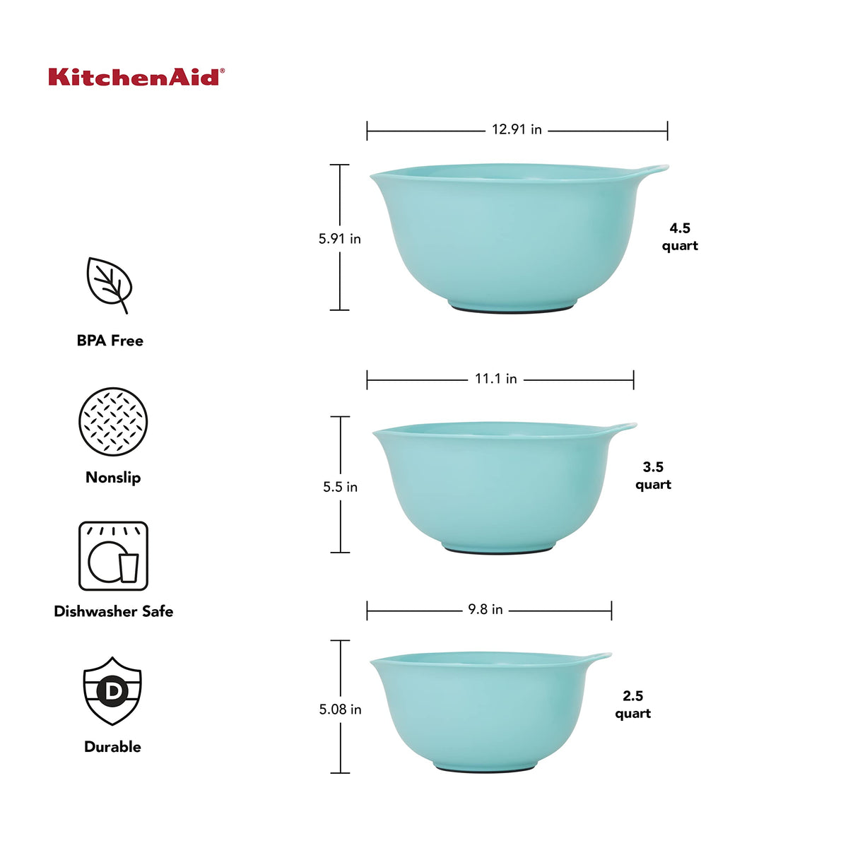 KitchenAid Aqua Sky 4.5 qt bowl nests for compact storage after use.