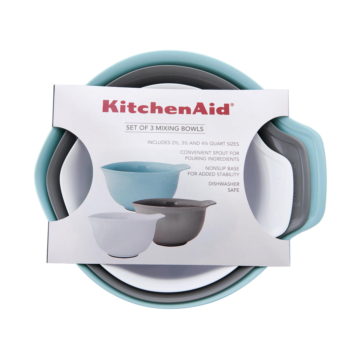 KitchenAid multicolor nesting bowls set offers compact storage and versatile use