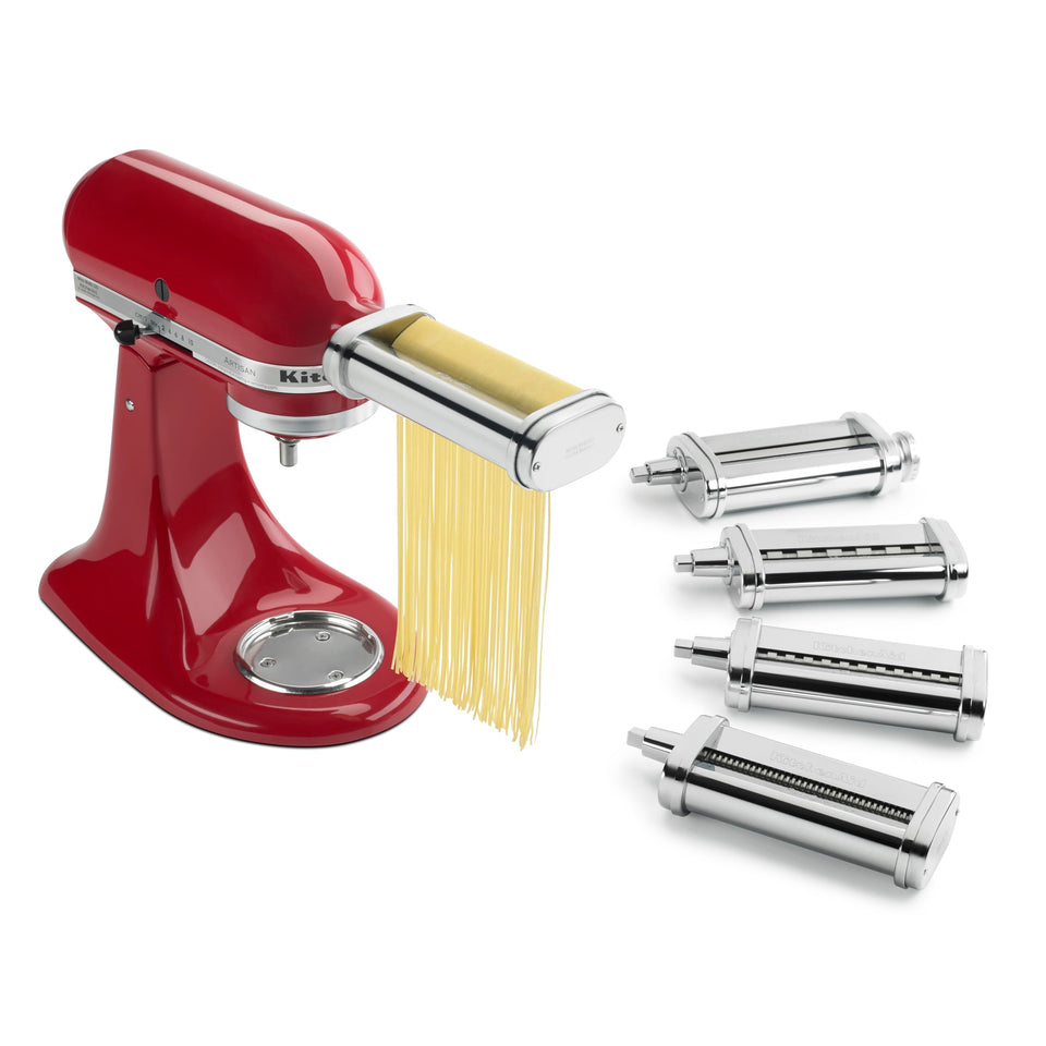 KitchenAid Pasta Deluxe Set pasta roller creates evenly rolled dough sheets for smooth pasta