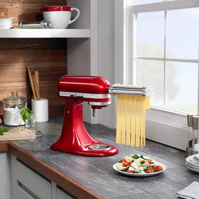 KitchenAid Pasta Deluxe Set spaghetti cutter cuts sheets into classic spaghetti strands