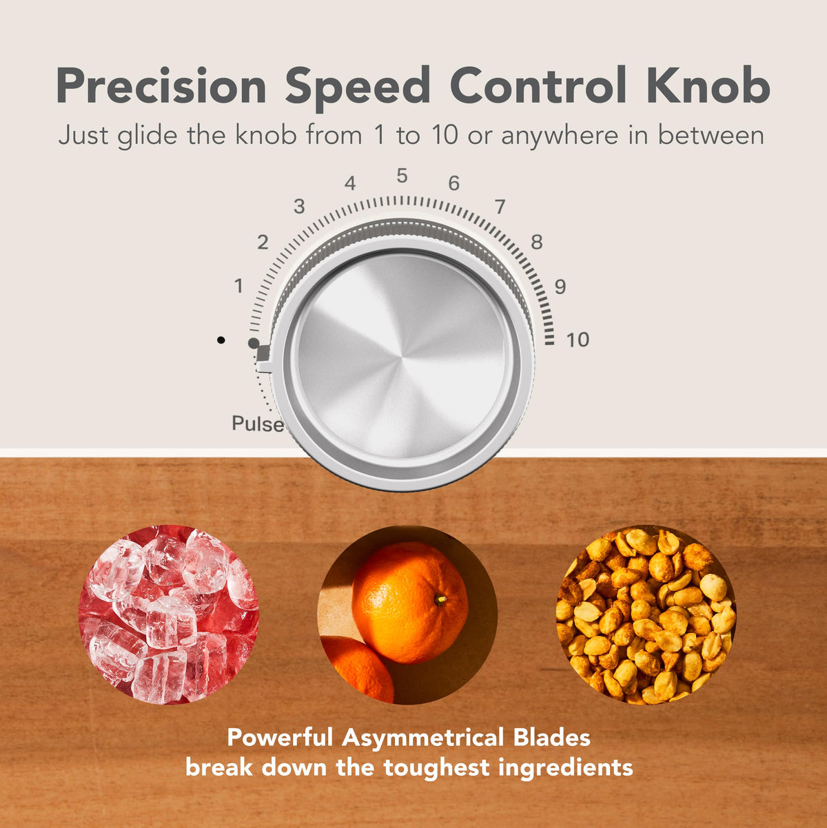 360 asymmetric blades of KitchenAid Pure Power blend ice smoothly