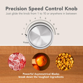 Asymmetric blades on KitchenAid Pure Power Blender blending ingredients