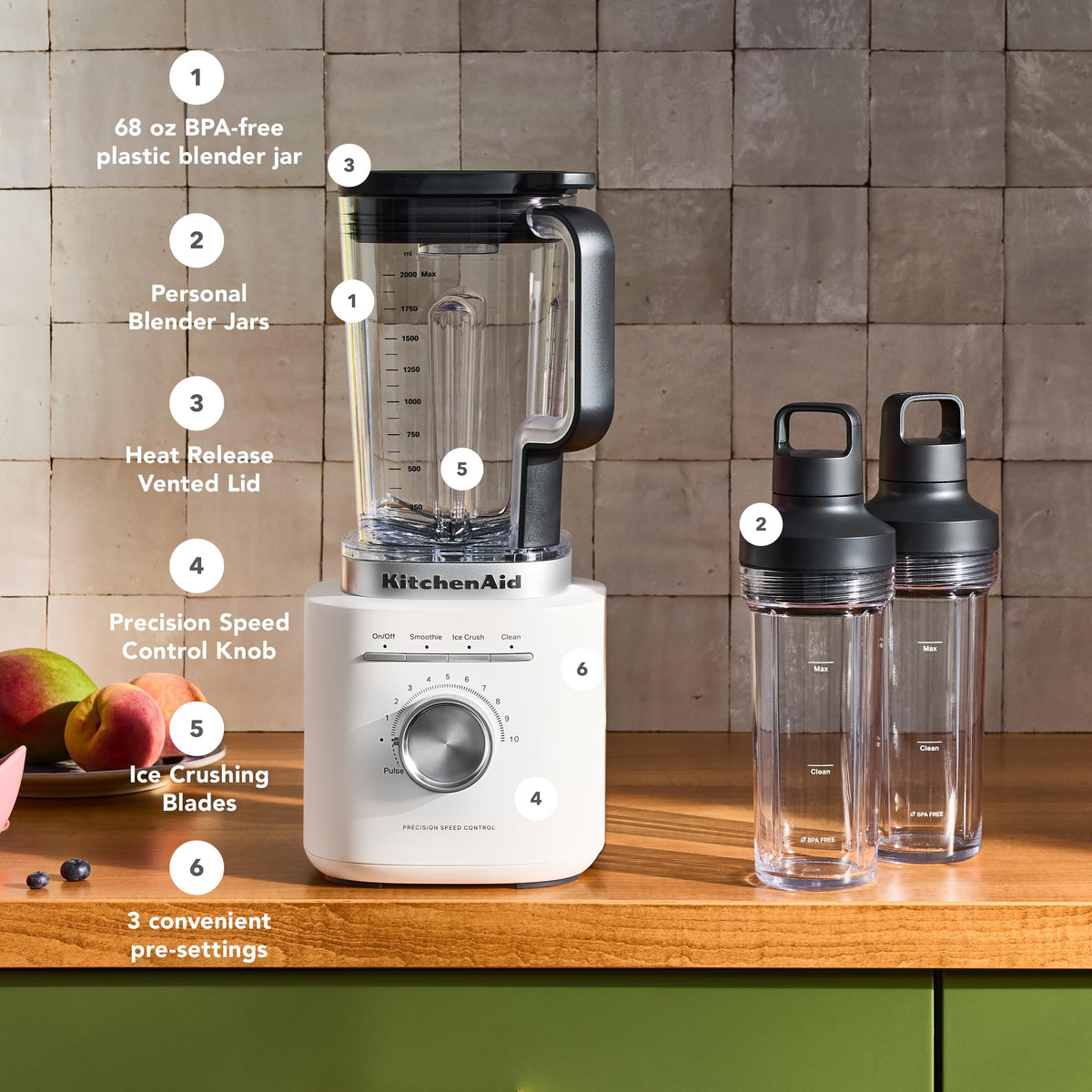 Box contents of KitchenAid Pure Power Blender including jars and blade assembly