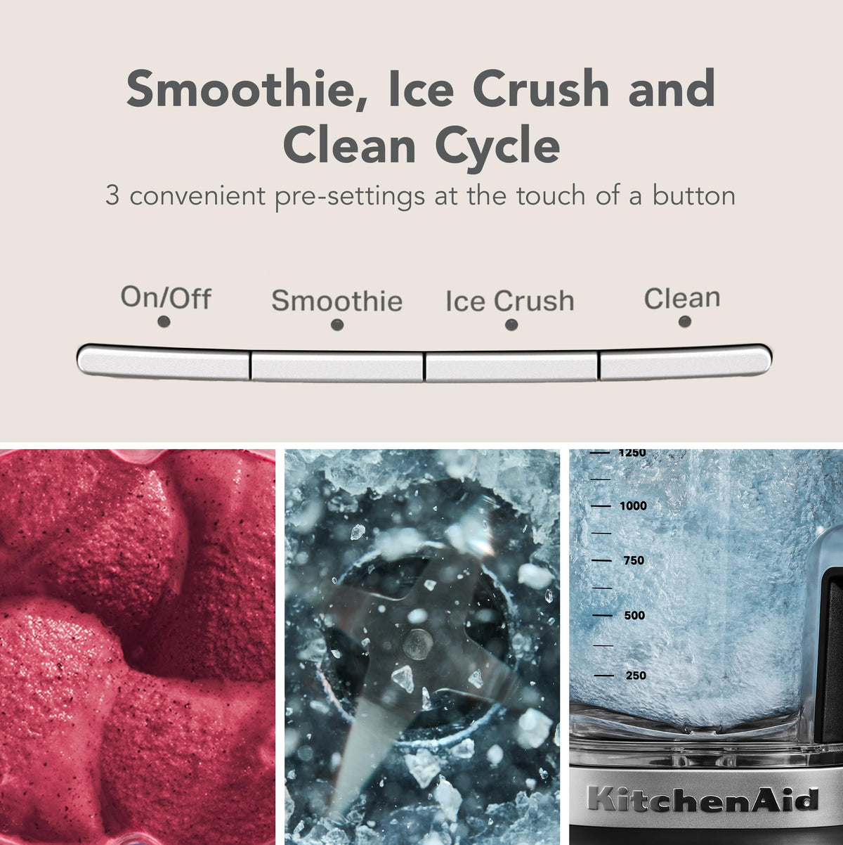 KitchenAid Pure Power Blender with Smoothie Cycle for frozen ingredients