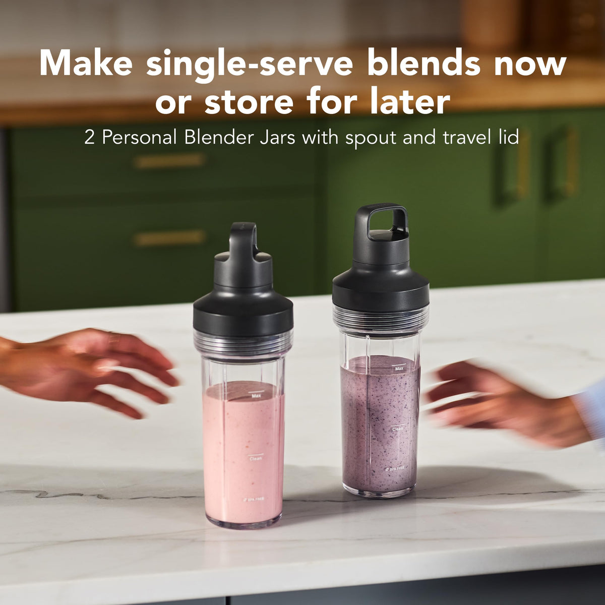 KitchenAid Pure Power Blender travel lids for portable blending.