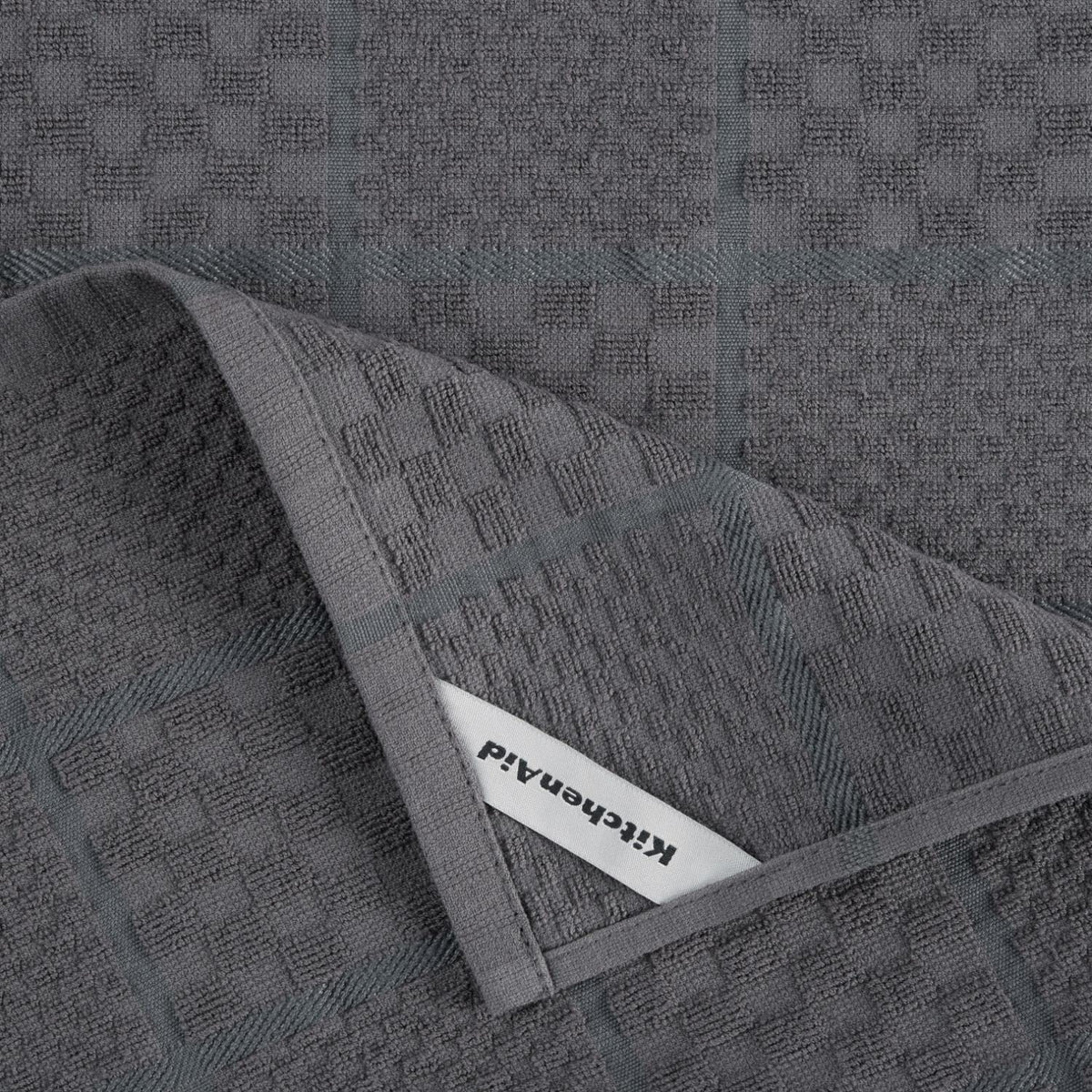 KitchenAid Quilted Cotton Terry set in charcoal grey finish for an elegant kitchen look