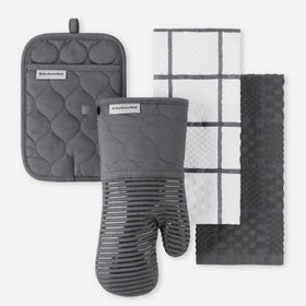 KitchenAid Quilted Cotton Terry Oven Mitt with non-slip grip for secure handling