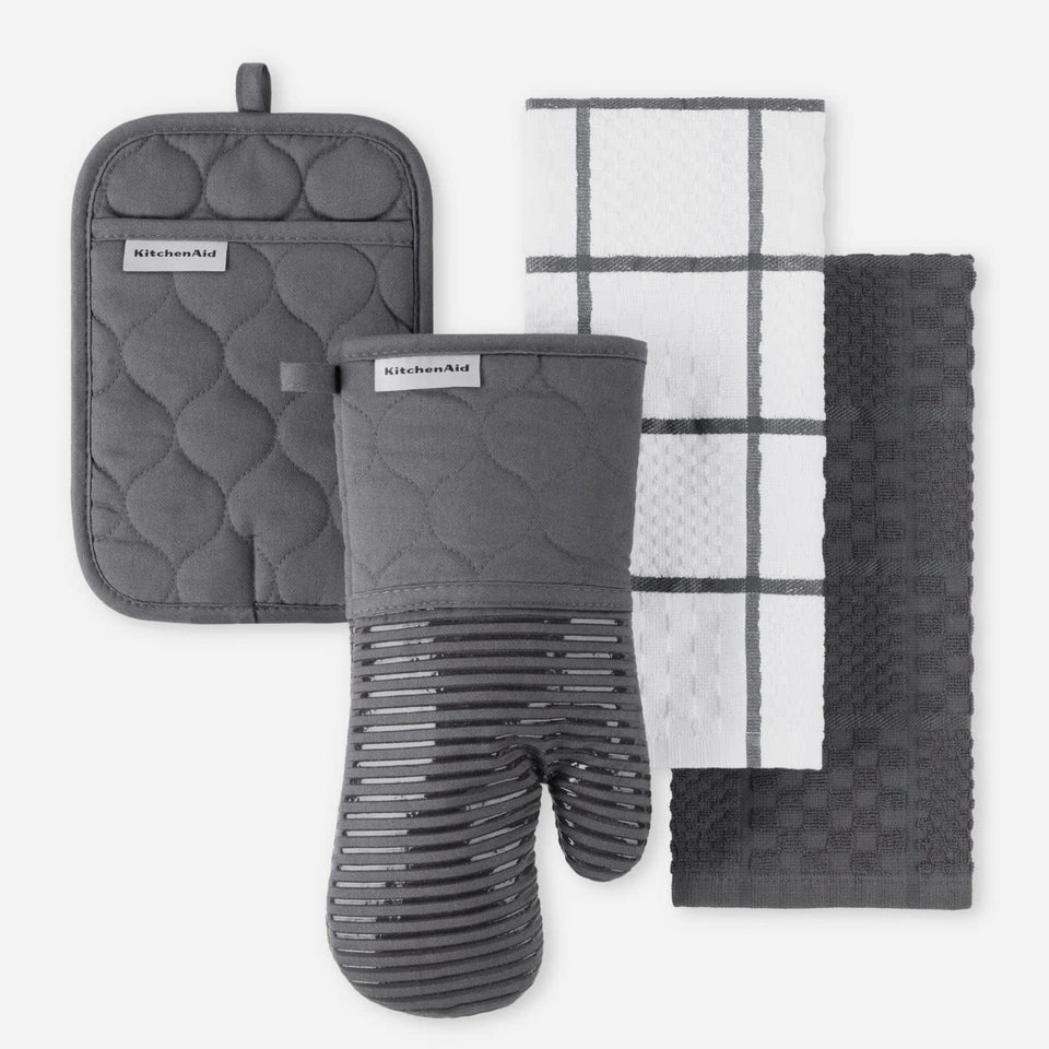 KitchenAid Quilted Cotton Terry Oven Mitt with non-slip grip for secure handling