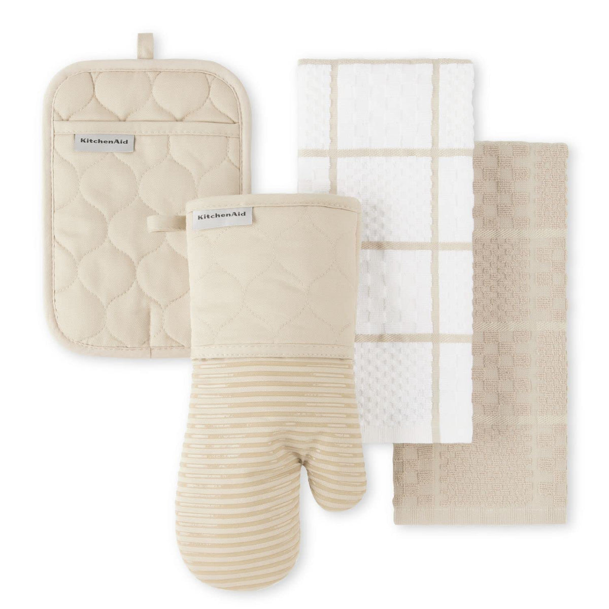 KitchenAid Quilted Oven Mitt with silicone grip for secure grip on hot pots.