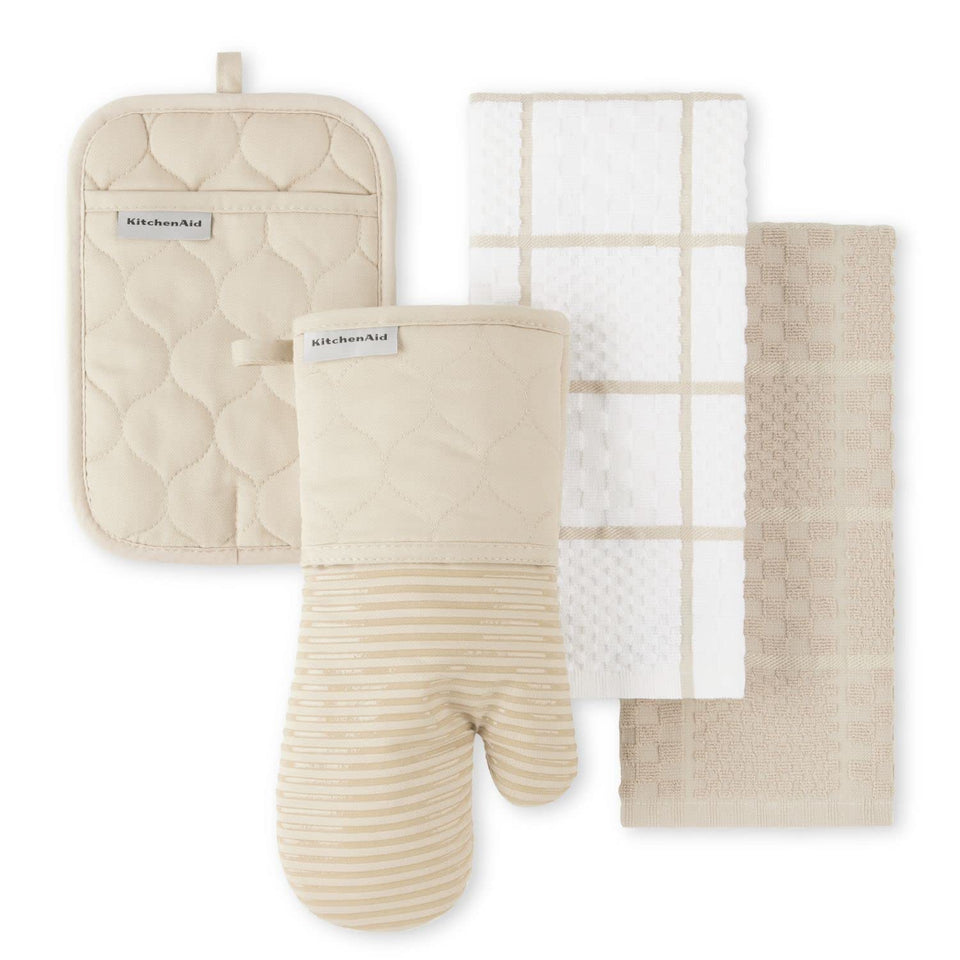 KitchenAid Quilted Oven Mitt with silicone grip for secure grip on hot pots.