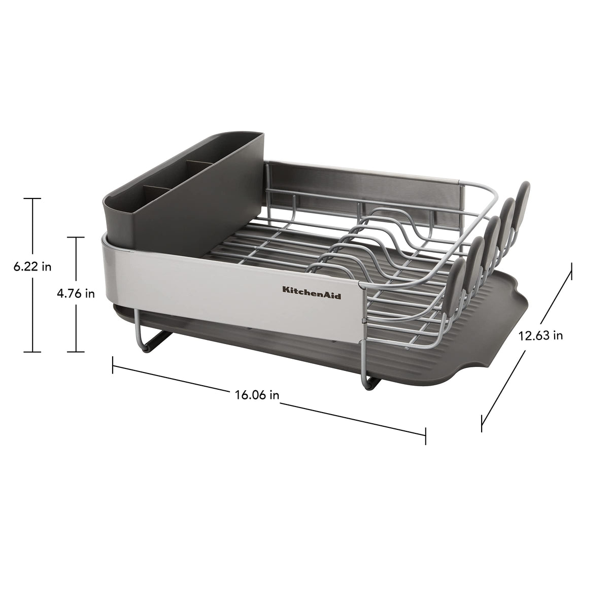 KitchenAid removable flatware caddy detaches for easy unloading into drawers