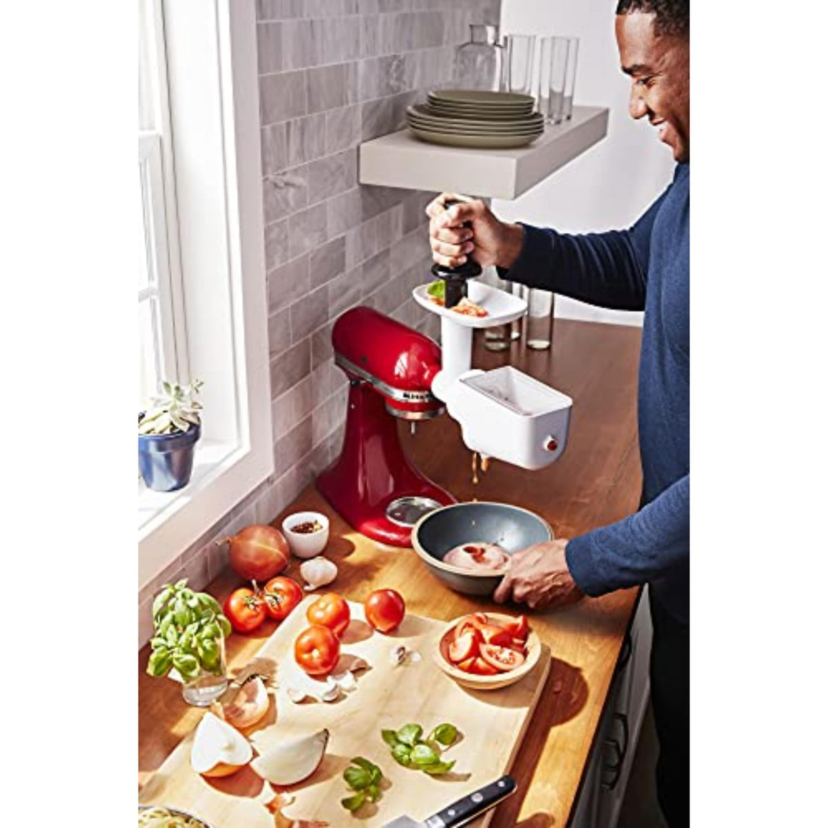 KitchenAid removable tray catches dried skins and peels for easy cleanup.