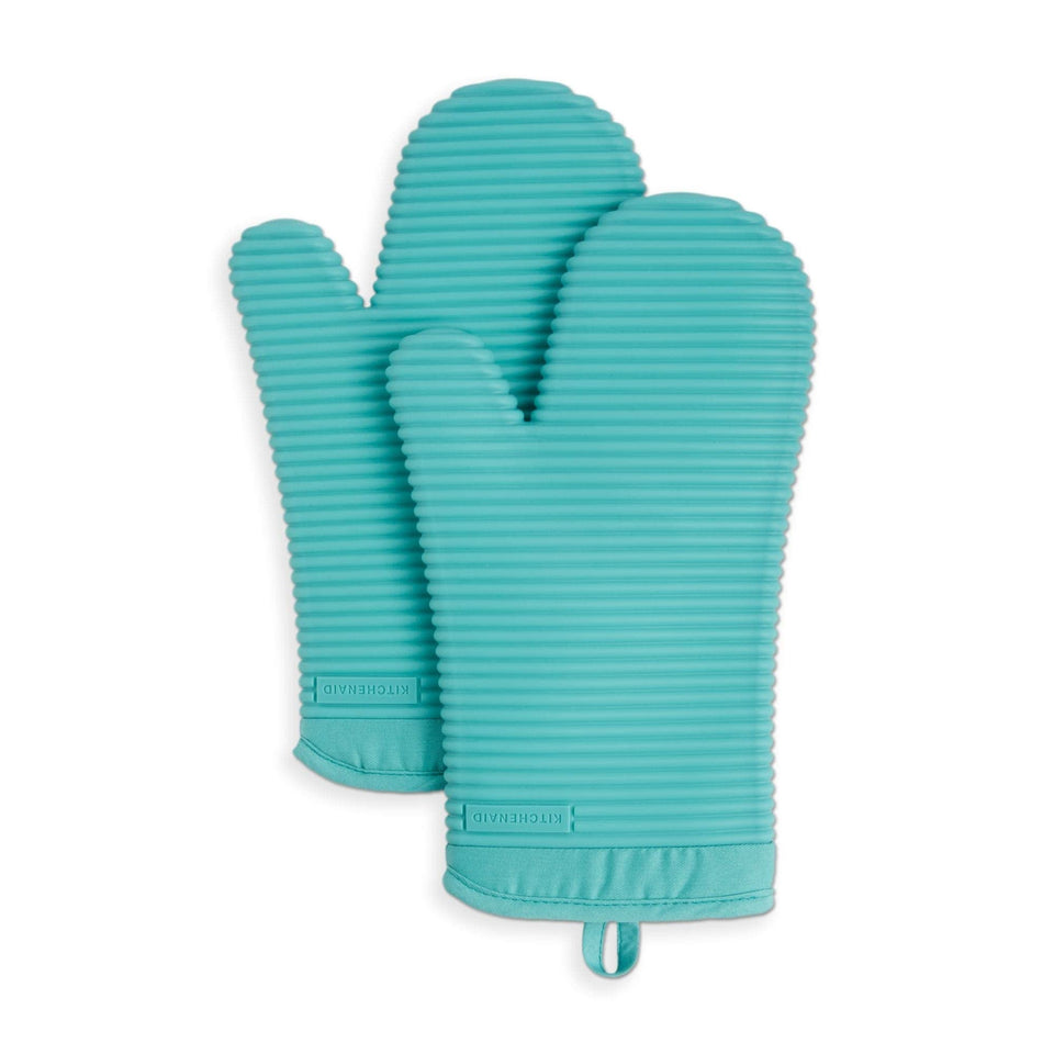 KitchenAid ribbed soft silicone oven mitts with secure grip and heat protection