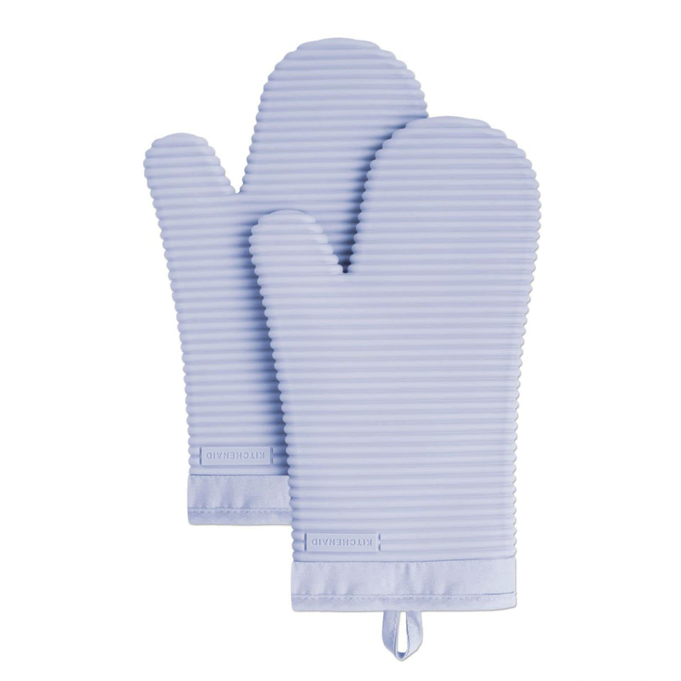 Kitchenaid ribbed soft silicone oven mitts 2-pack lavender-cream for secure grip