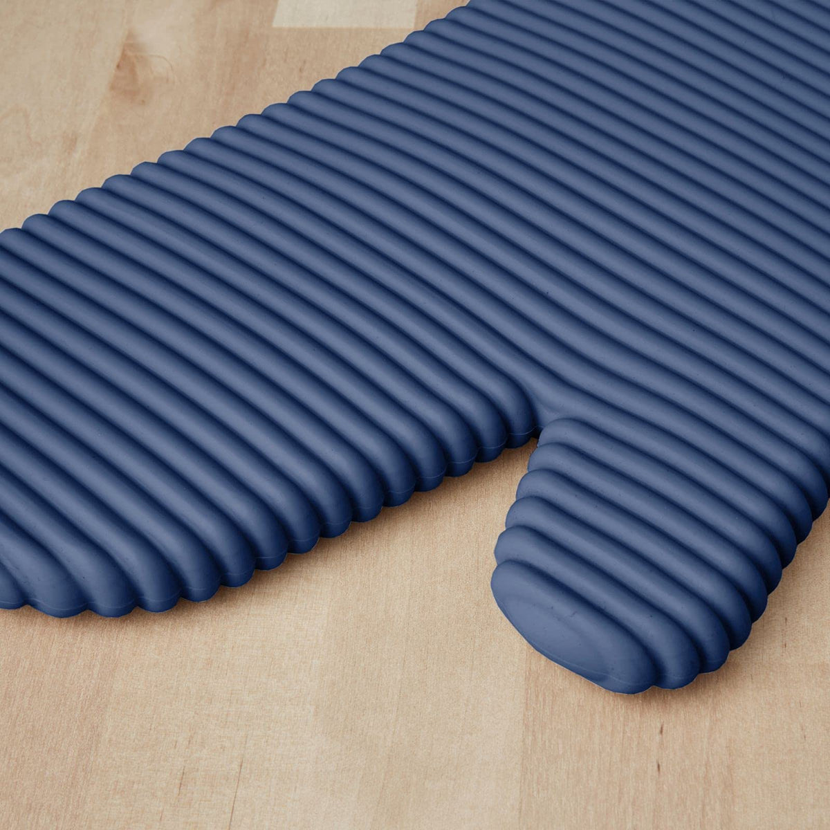 KitchenAid two-piece ribbed silicone mitt set for multitasking.