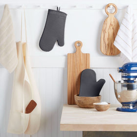 KitchenAid ribbed silicone oven mitt with folded cotton cuff for extra heat protection