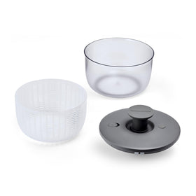 KitchenAid salad spinner soft-touch pump in action enables easy one-handed operation.