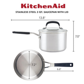 KitchenAid saucepan with silicone grip handle stays cooler while cooking