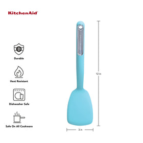KitchenAid short turner with silicone head close-up showing slip-resistant overlay.