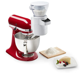 KitchenAid Sifter Scale Attachment sifter housing keeps parts organized and ready.