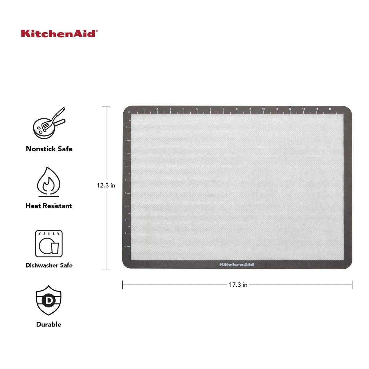 KitchenAid silicone large baking mat fits large sheets for full coverage.