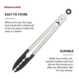 KitchenAid tongs dishwasher safe for easy cleanup after cooking