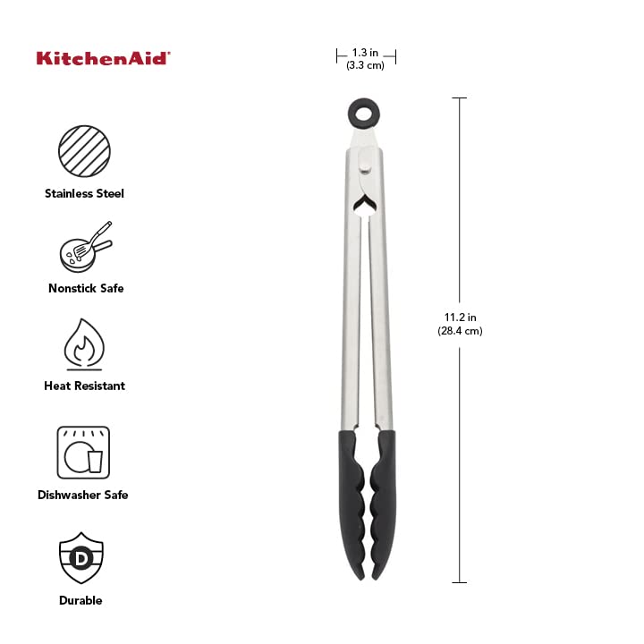 KitchenAid tongs with heat resistant silicone tips safe on nonstick cookware
