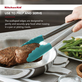 Sturdy 430 stainless steel frame of KitchenAid tongs Aqua Sky