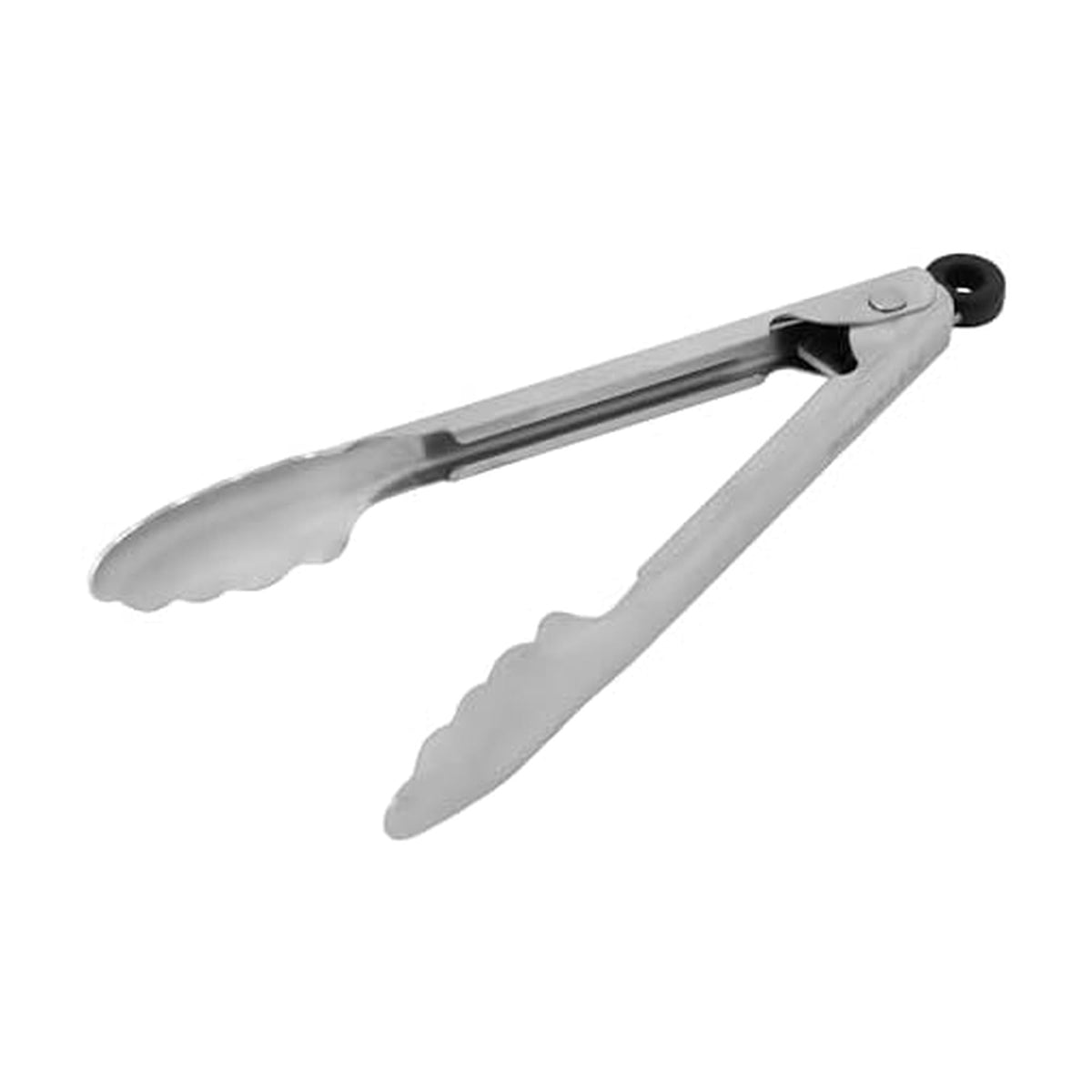 KitchenAid 7-inch stainless steel tongs in use flipping food with secure grip