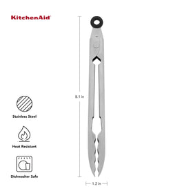 KitchenAid tongs with scalloped edges grip food without tearing