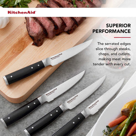 KitchenAid steak knife with textured grip for comfortable slicing.