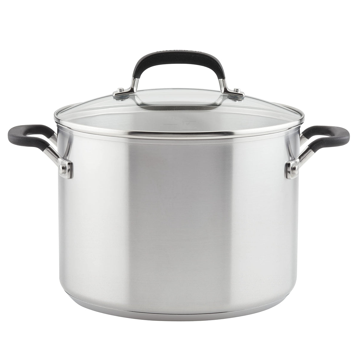 KitchenAid 8-quart stockpot with aluminum-core base for even heating.
