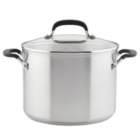 KitchenAid 8-quart stockpot with aluminum-core base for even heating.