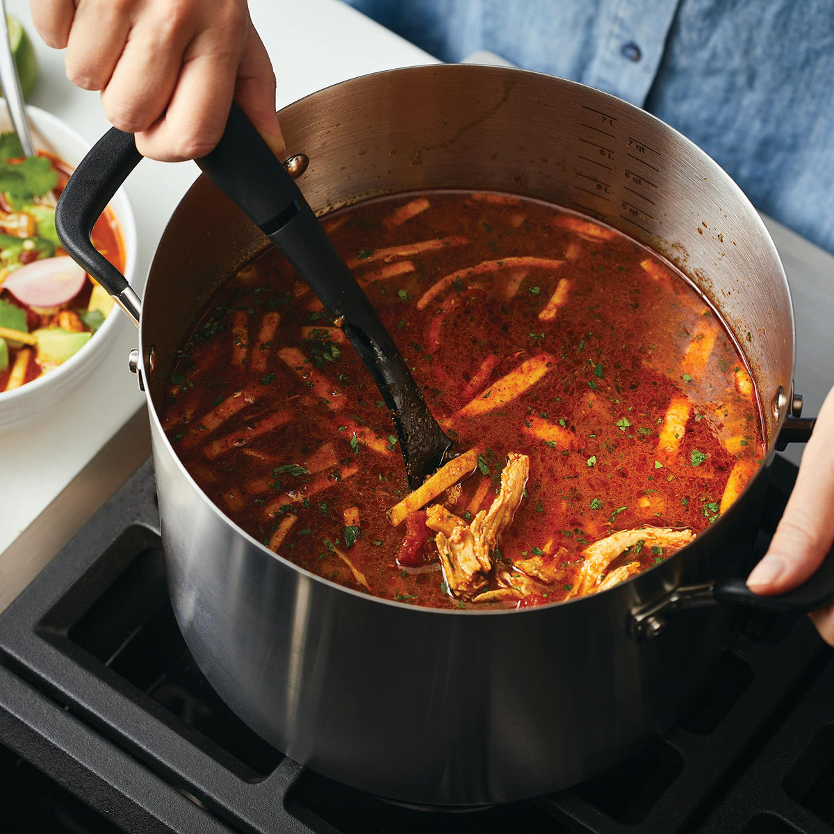 KitchenAid stockpot with brushed stainless finish suitable for table-ready presentation.