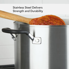 KitchenAid stockpot is dishwasher safe for easy cleanup.