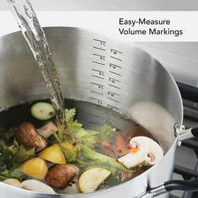 KitchenAid stockpot etched measuring marks for precise ingredients.