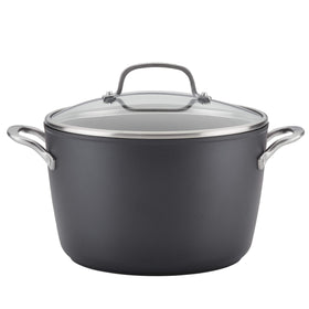 KitchenAid stock pot with lid in matte black supports easy simmering and flavor development.