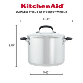 KitchenAid stockpot lid with tempered glass for monitoring while sealing in heat.