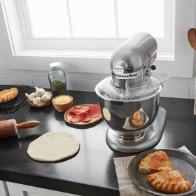 KitchenAid tilt-head mixer compatibility up to 4.5–5 qt with stainless steel bowls